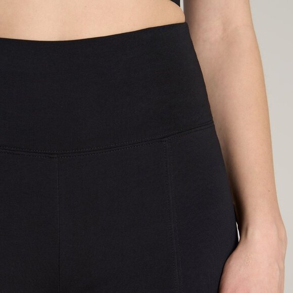 American Tall High Rise Split Flare Cotton Leggings for Tall Women in Black Size - Picture 2 of 3